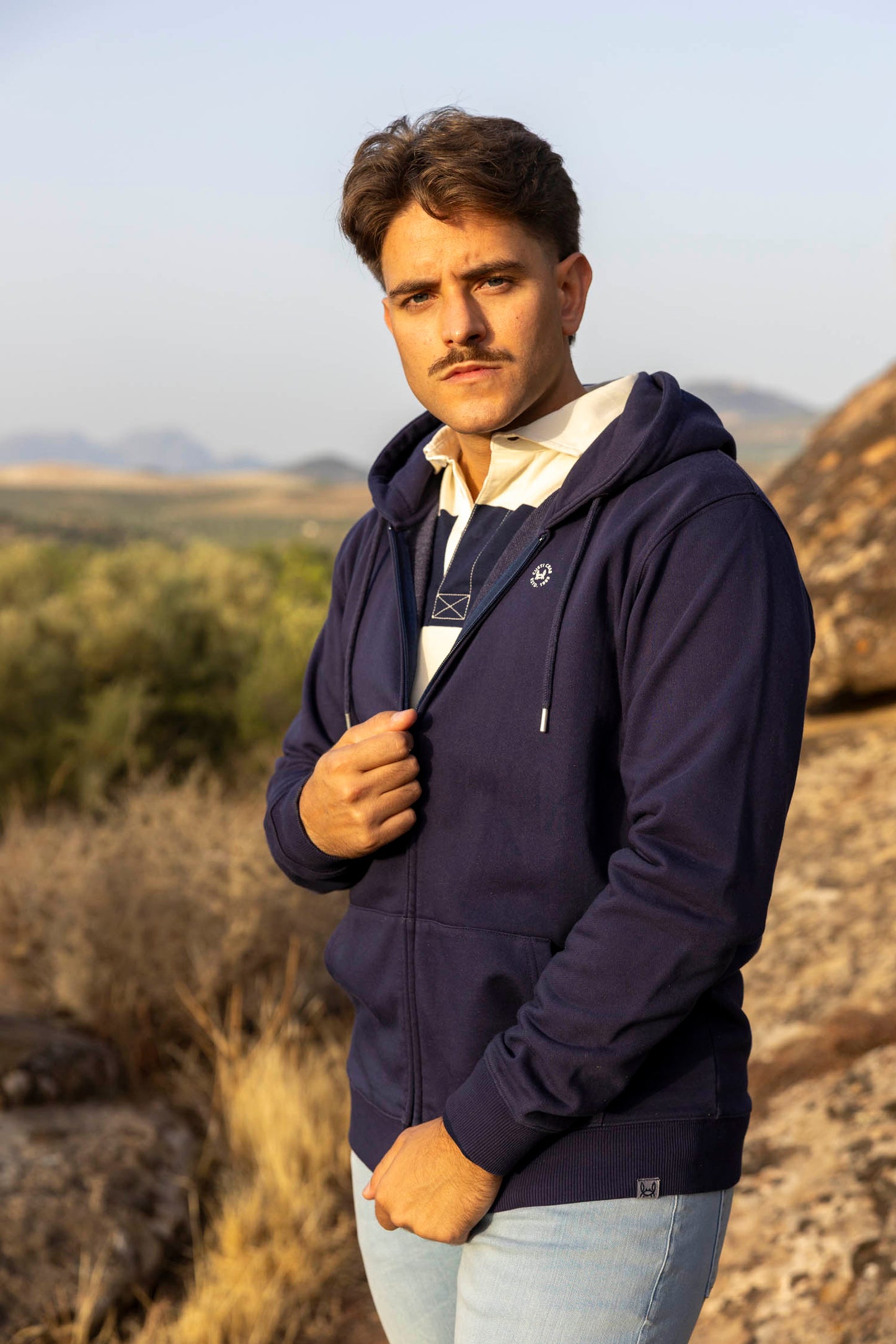 Sudadera Lavada Cremallera Marino | Florencia