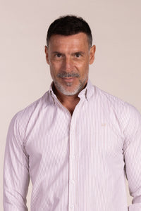 Camisa Rayas Oxford Beige | Lucena