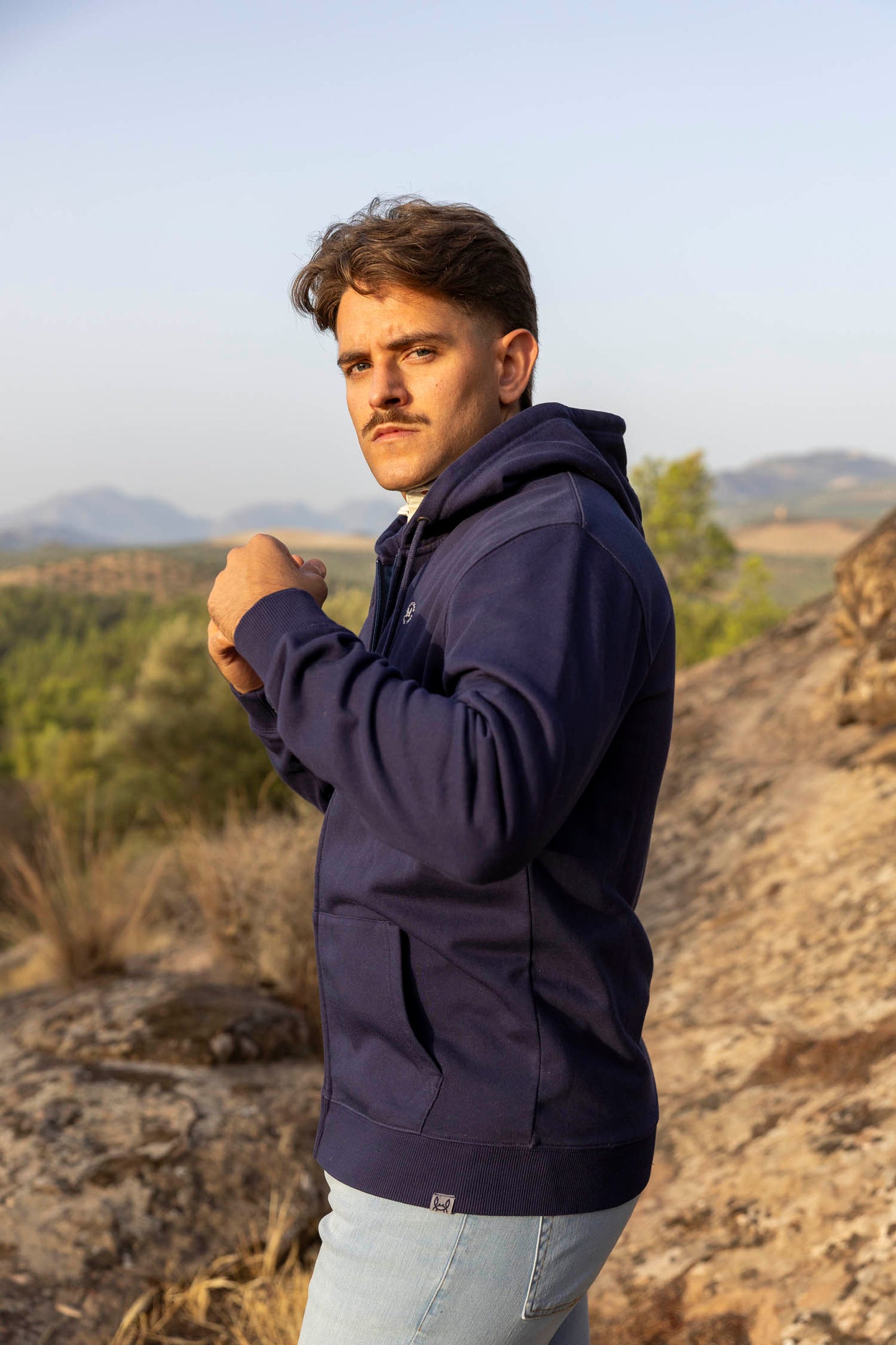 Sudadera Lavada Cremallera Marino | Florencia