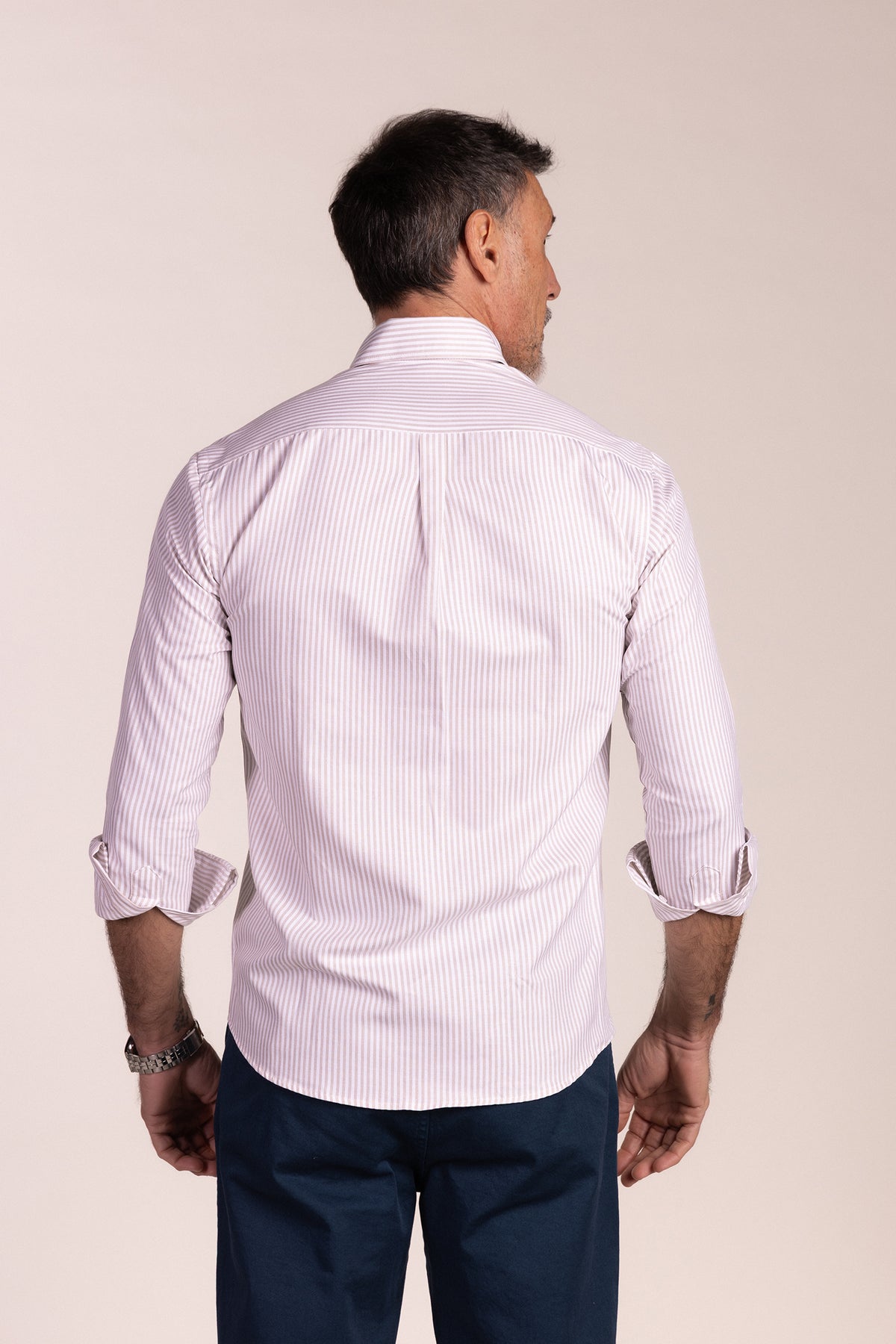 Camisa Rayas Oxford Beige | Lucena