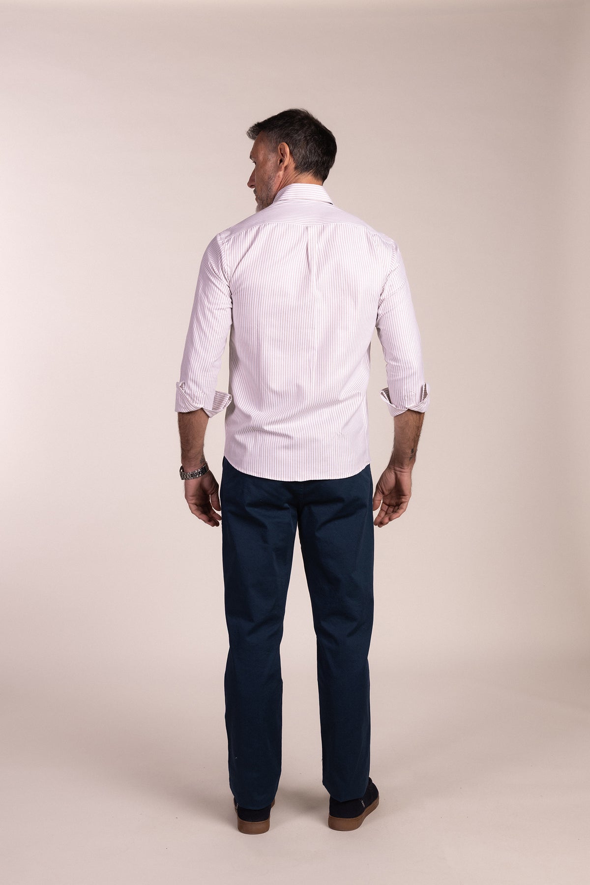 Camisa Rayas Oxford Beige | Lucena