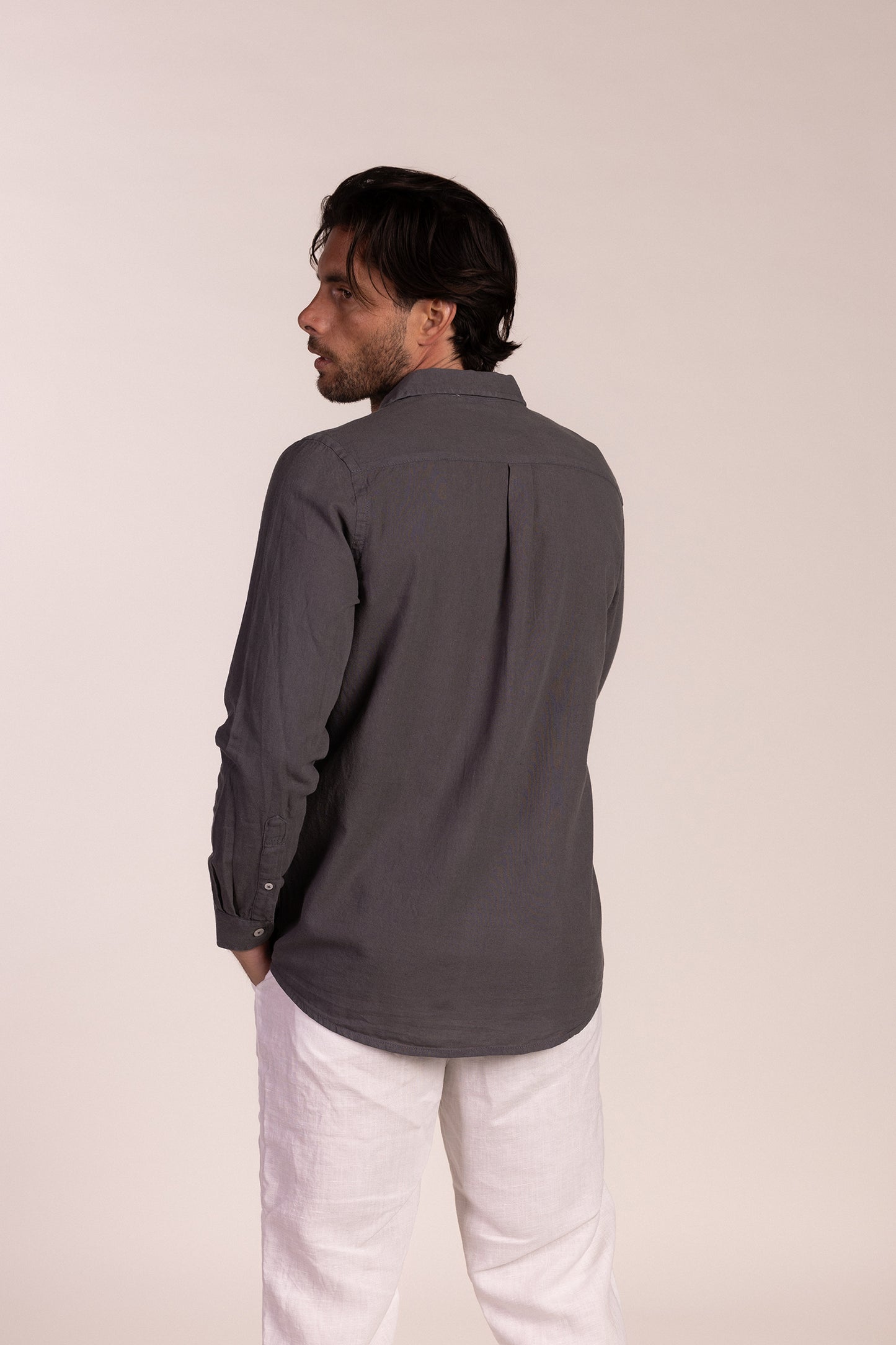 Camisa Lino Gris Ceniza | Capri