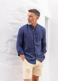 Camisa Lino Mao Marino | Mallorca