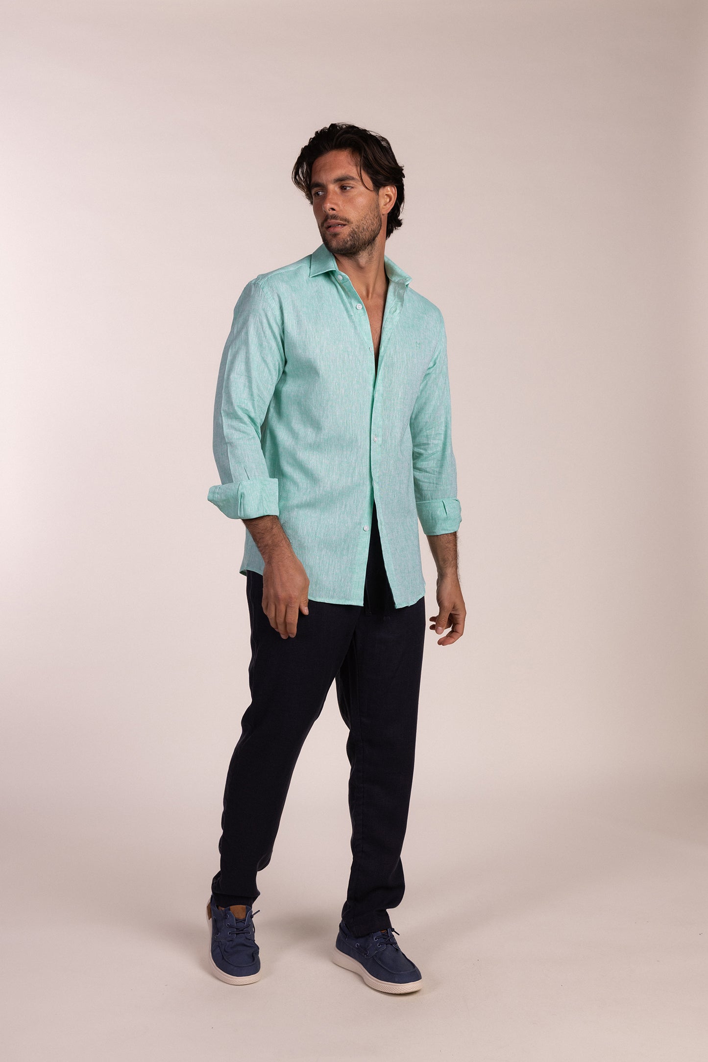 Camisa Lino Verde Mar | Ibiza