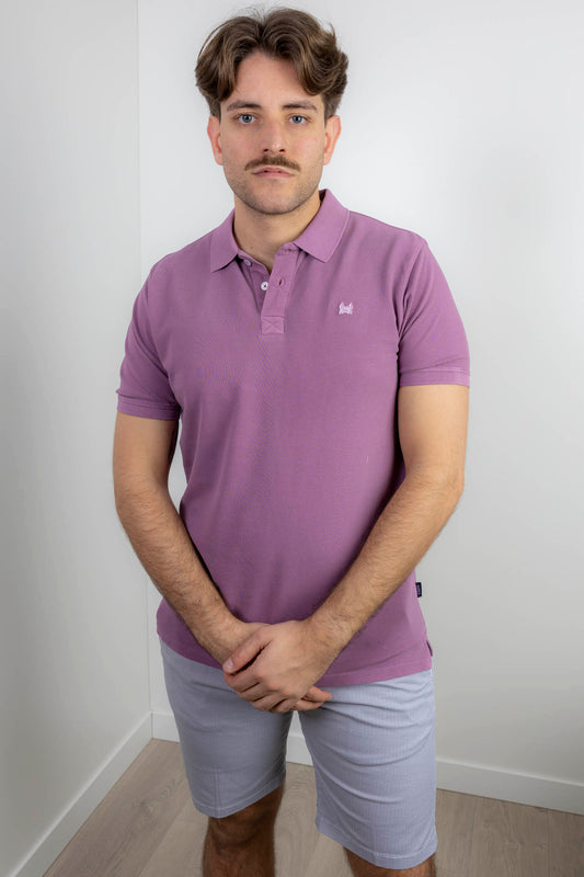 Polo Efecto Desgastado Berenjena