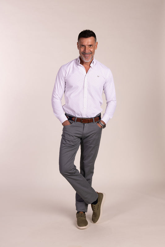 Camisa Estampada Kaki & Naranja | Baeza