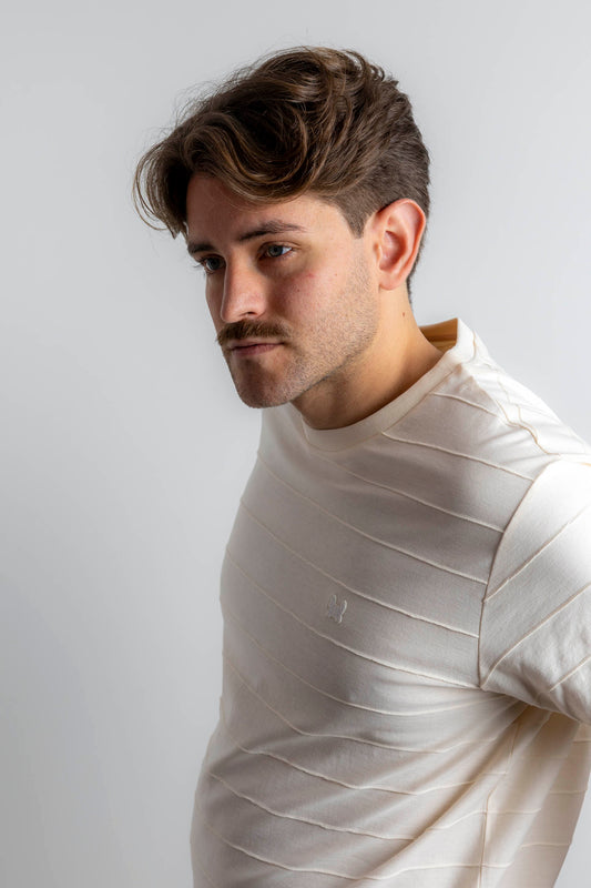 Camiseta Raya Jacquard Piedra | Niza