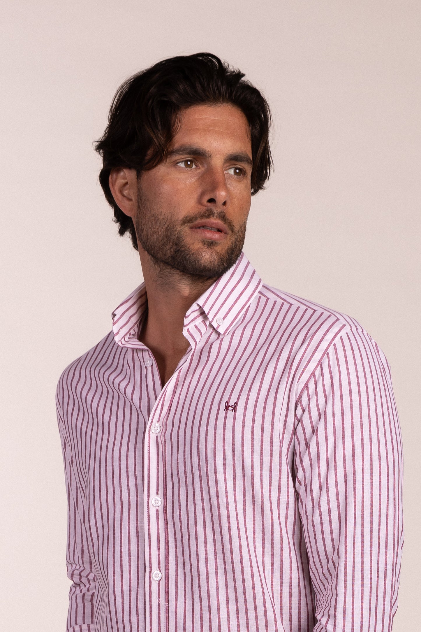 Camisa Lino Raya Granate | Grazalema