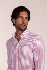 Camisa Lino Raya Granate | Grazalema