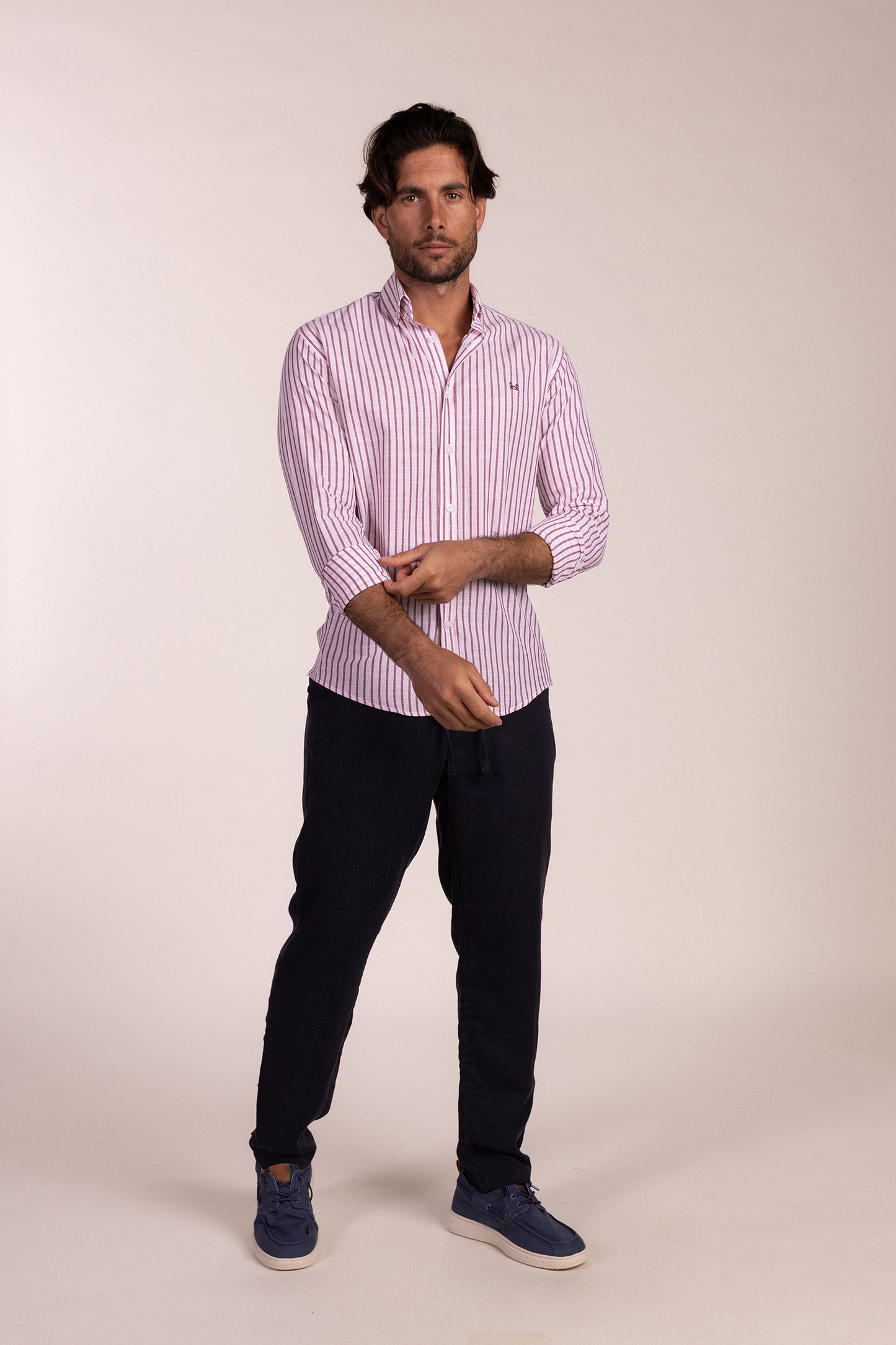 Camisa Lino Raya Granate | Grazalema