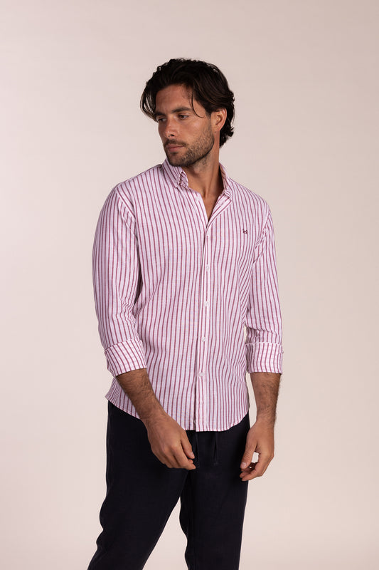 Camisa Lino Raya Granate | Grazalema