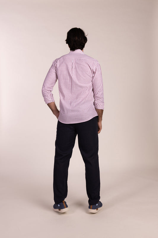 Camisa Lino Raya Granate | Grazalema