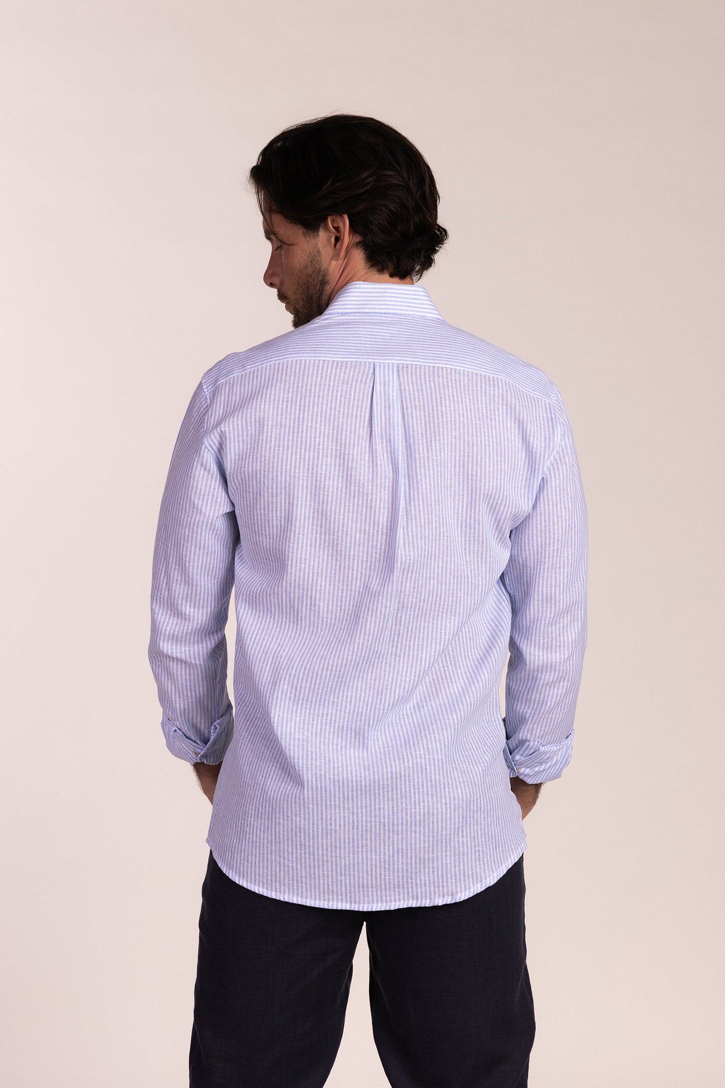 Camisa Lino Raya Celeste | Gijón
