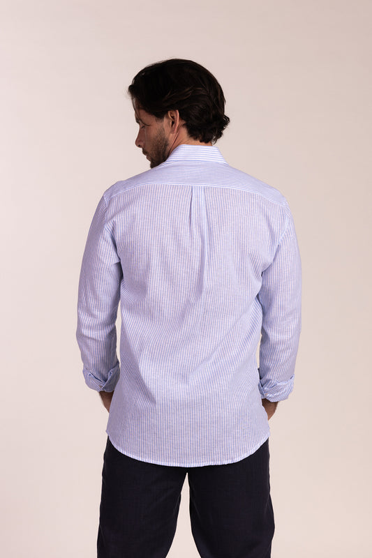 Camisa Lino Raya Celeste | Gijón