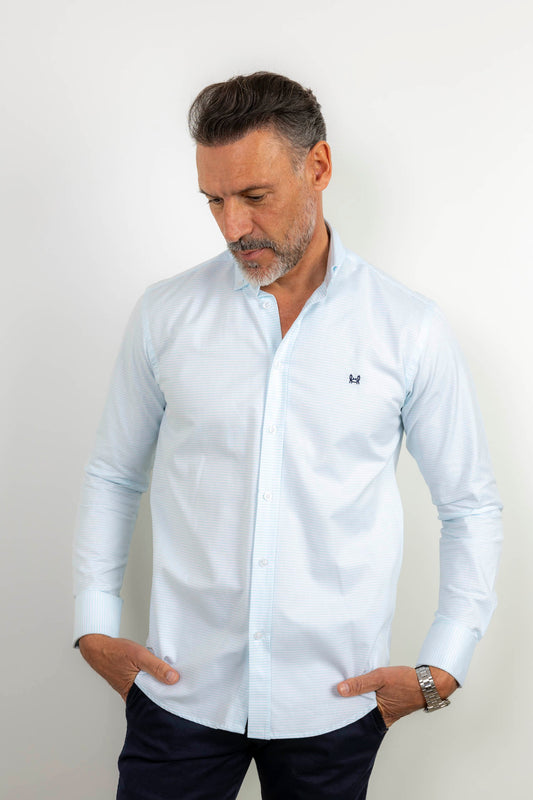 Camisa Rayas Horizontal Turquesa | Huelva