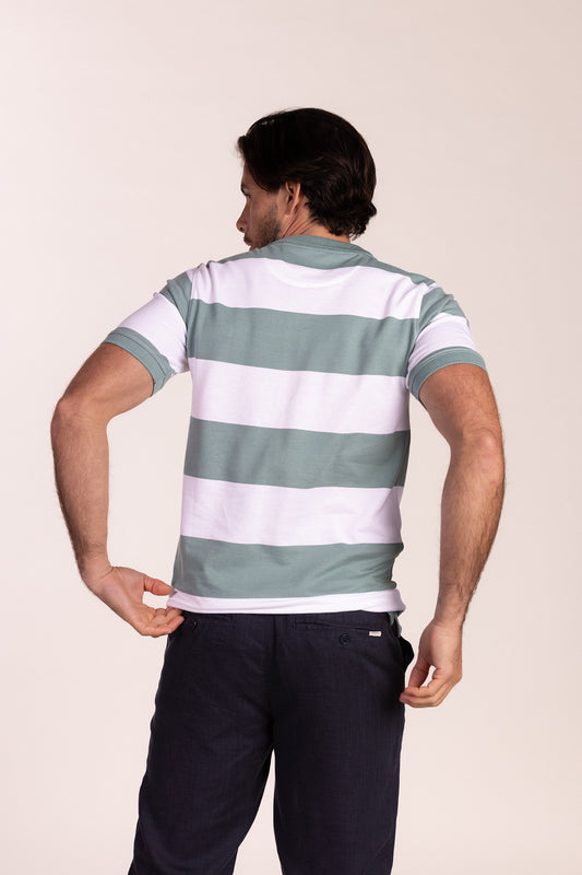 Polo Rayas Verde Azulado | Monaco