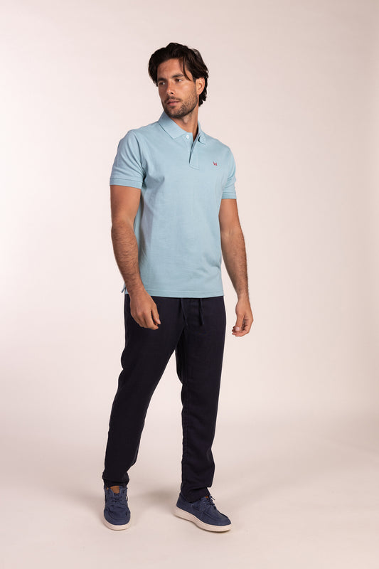 Polo Básico Manga Corta Azul Agua