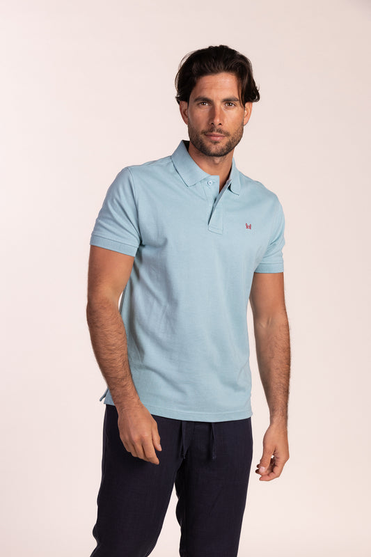 Polo Básico Manga Corta Azul Agua