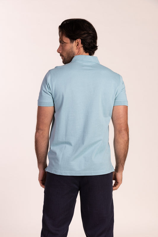 Polo Básico Manga Corta Azul Agua