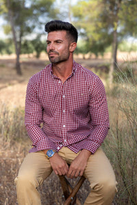 Camisa Cuadros Algodón Granate | Santurce