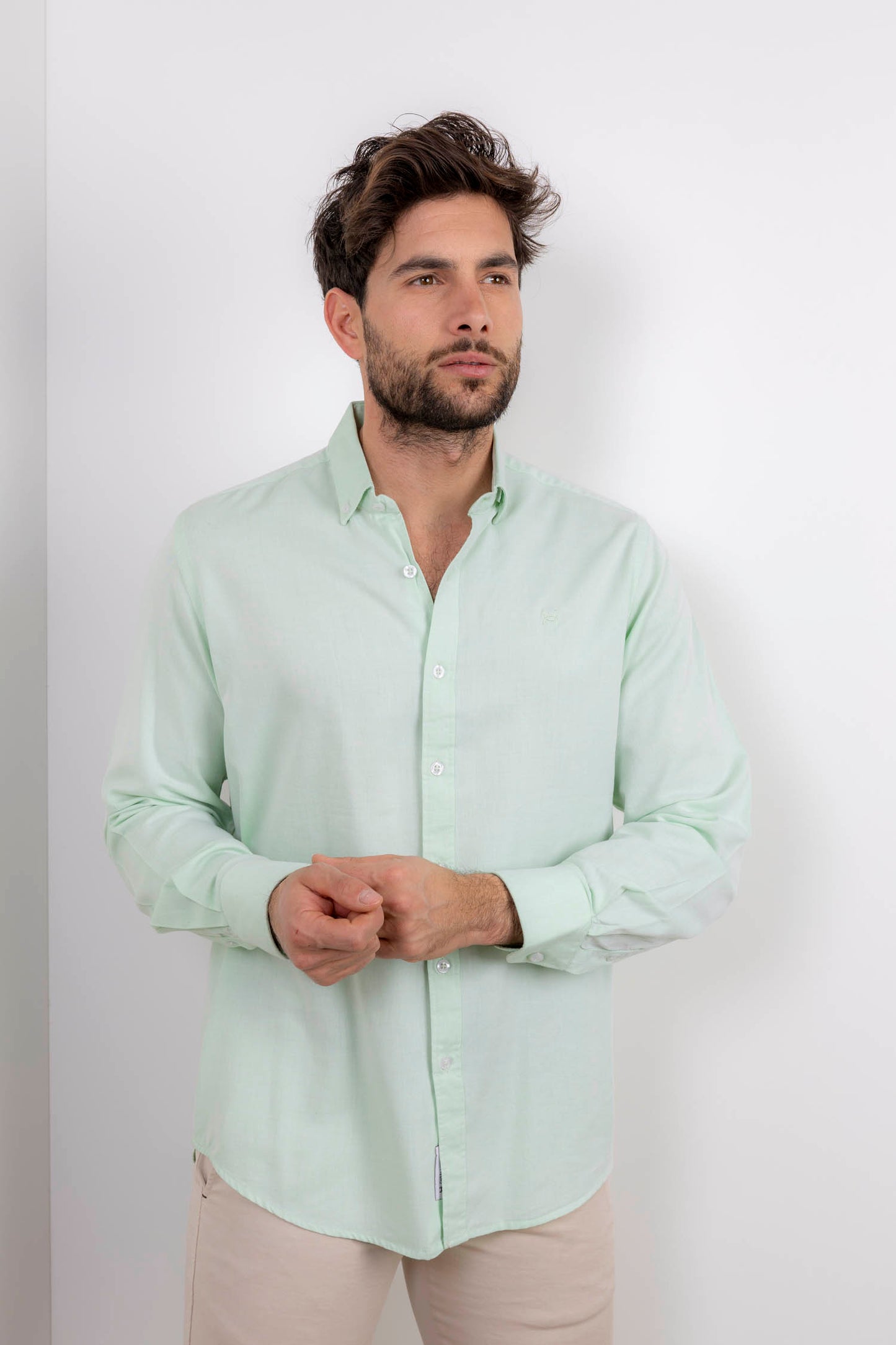 Camisa Lisa Algodón Verde | Aguadulce