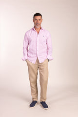 Camisa Lino Rayas Rosa | Gijón