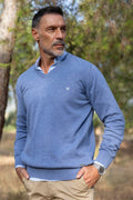 Jersey Básico Cuello Pico Azul Medio