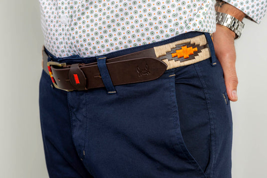 Cinturón piel argentino Beige Naranja