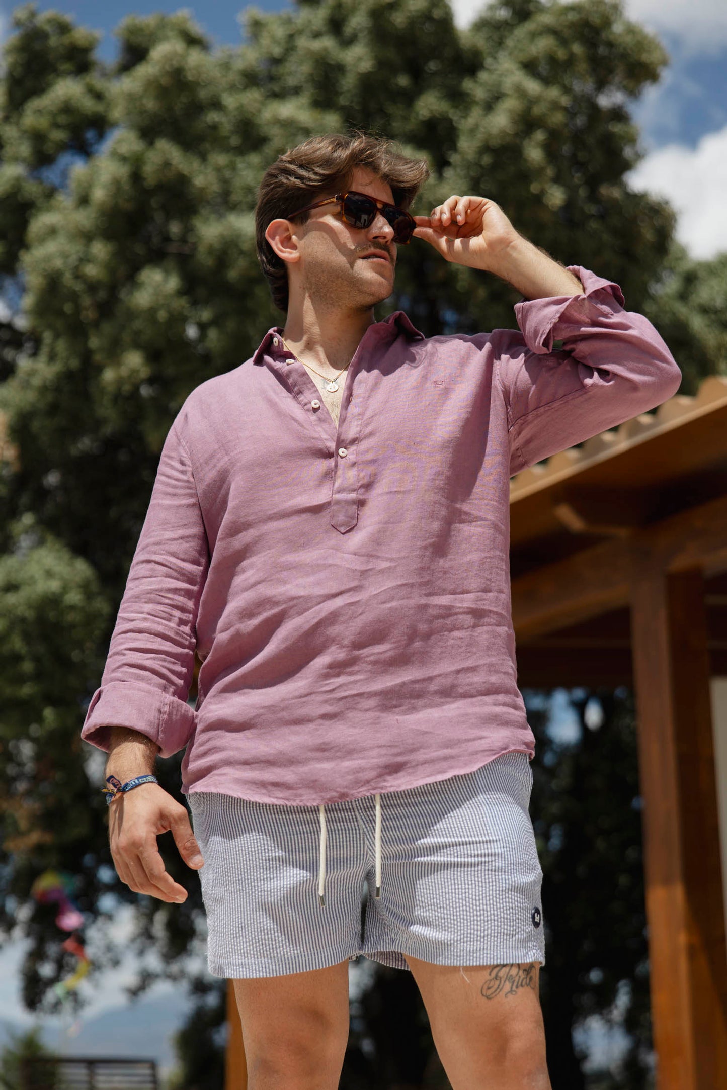 Polera Lino Berenjena