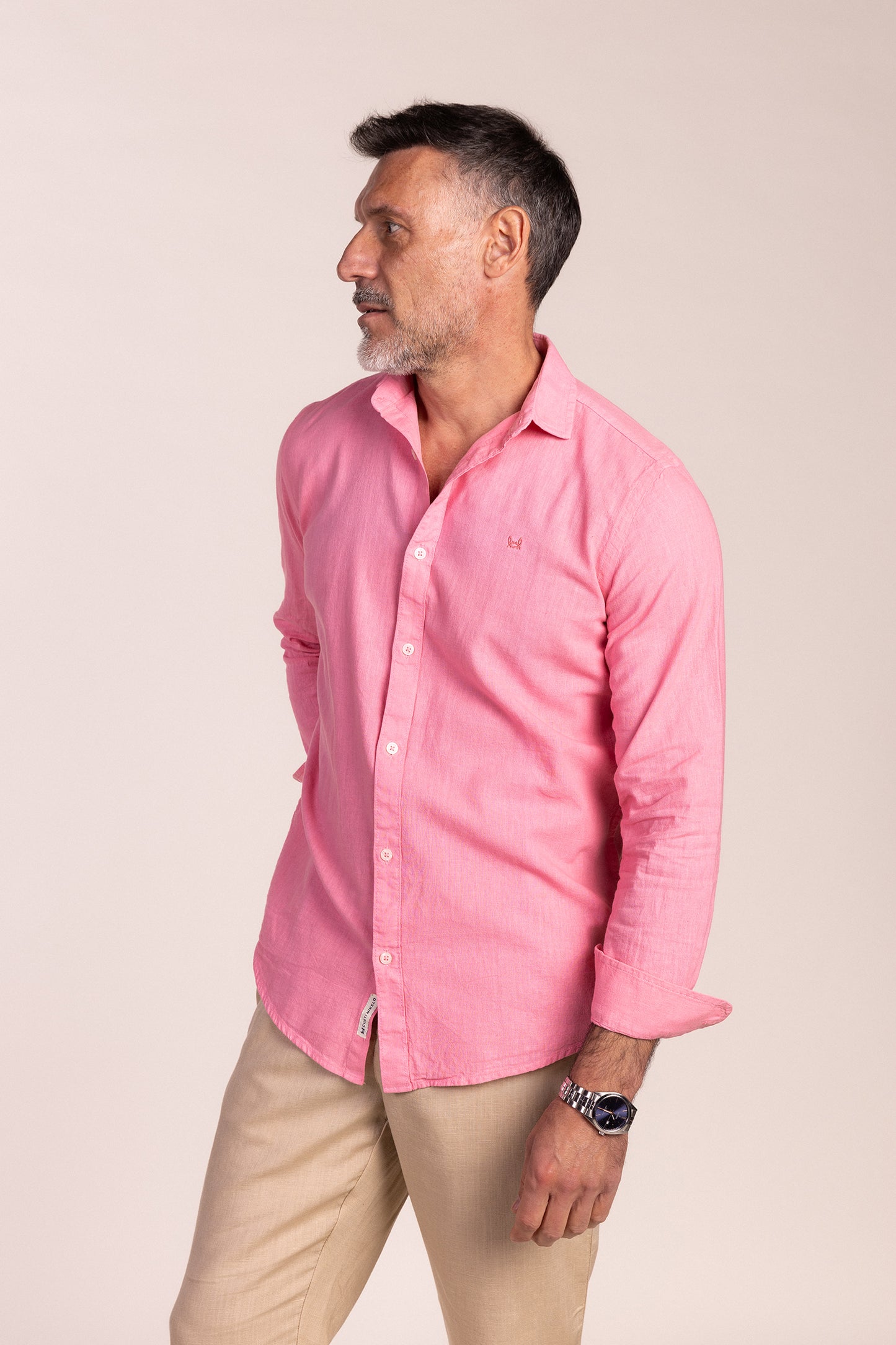 Camisa Lino Rosa Chicle | Capri