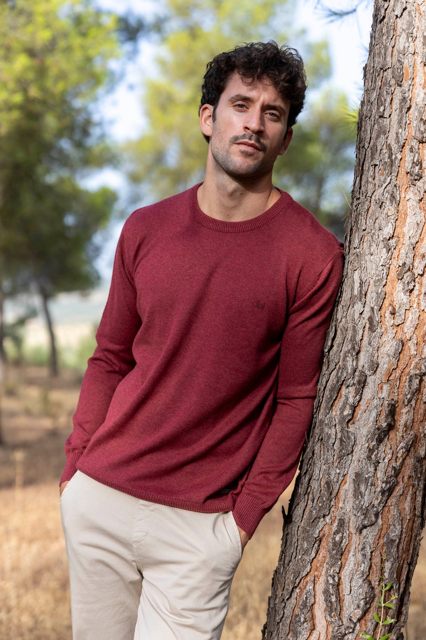 Jersey Básico Cuello Redondo Burdeos