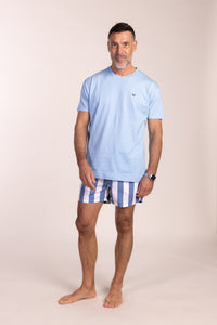 Camiseta Básica Manga Corta Celeste