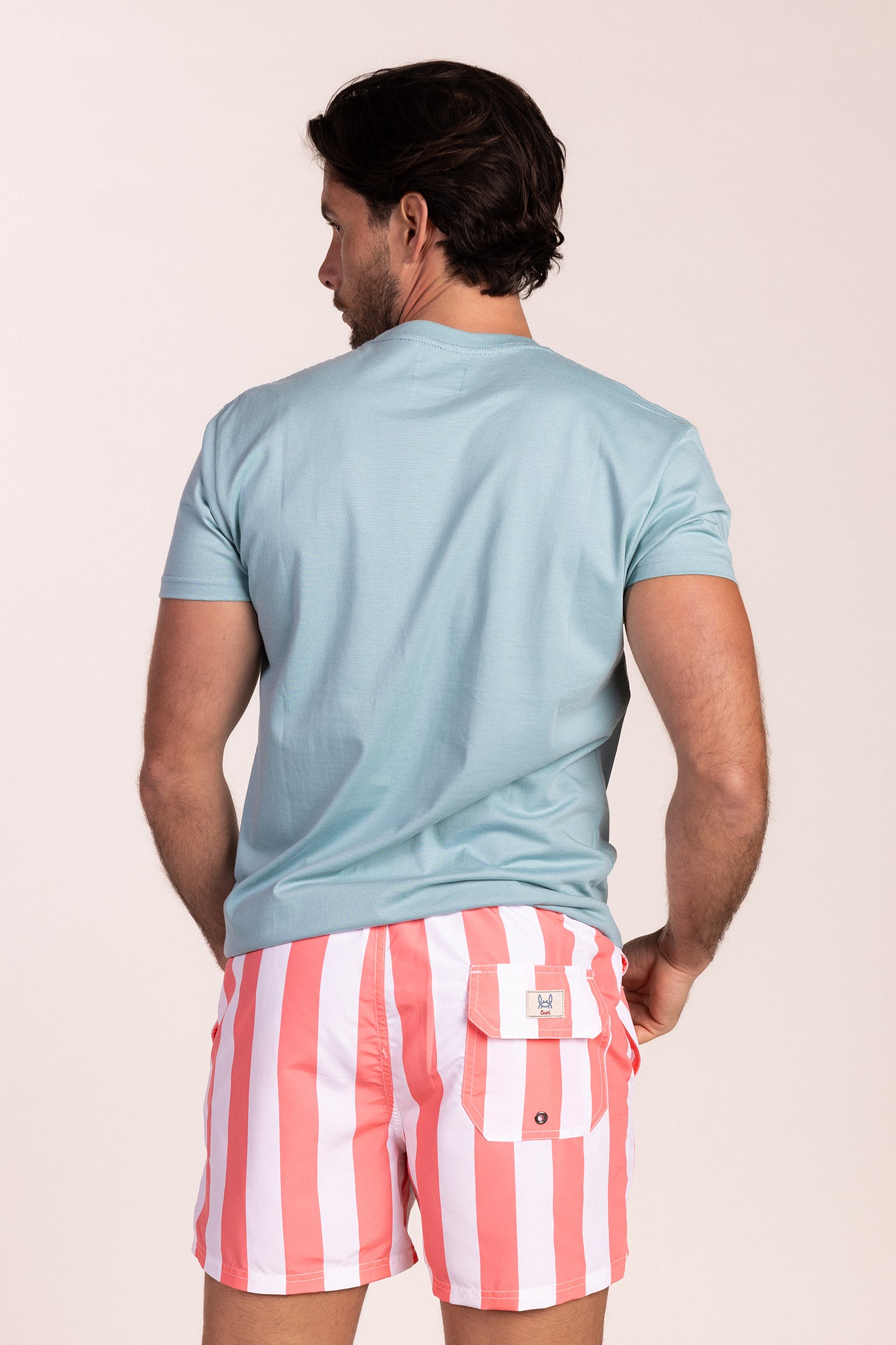 Bañador Estampado Raya Retro Coral