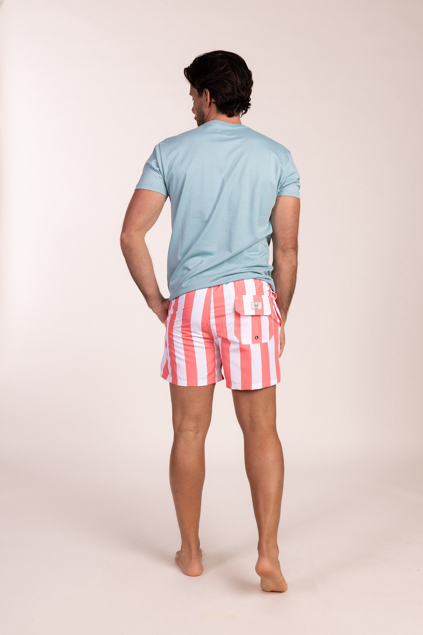 Bañador Estampado Raya Retro Coral