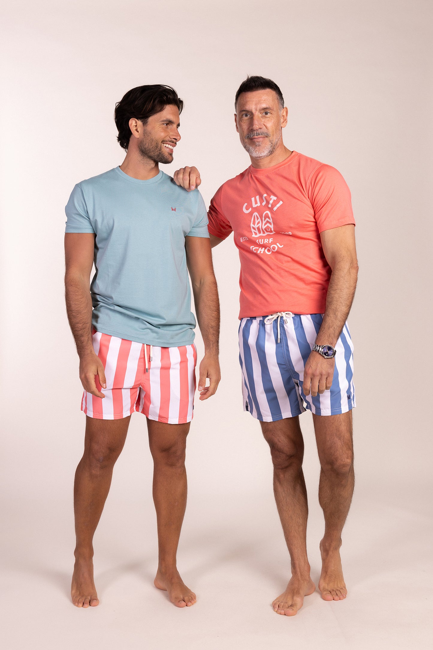 Bañador Estampado Raya Retro Coral