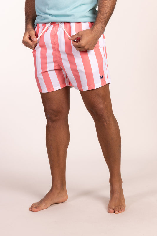 Bañador Estampado Raya Retro Coral