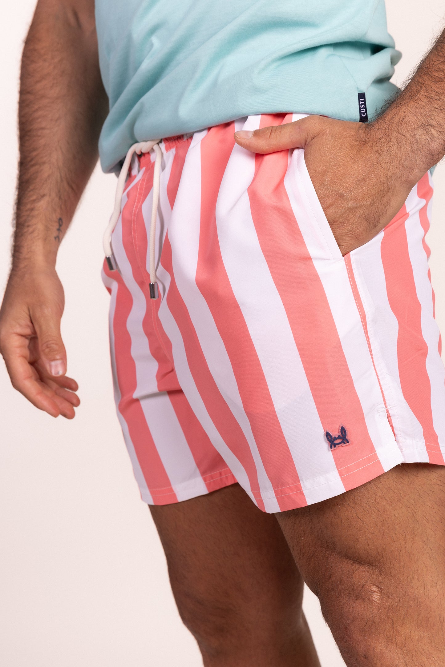 Bañador Estampado Raya Retro Coral