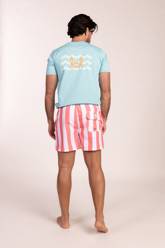 Bañador Estampado Raya Retro Coral