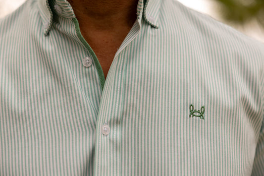 Camisa Rayas Oxford Verde Agua | Córdoba