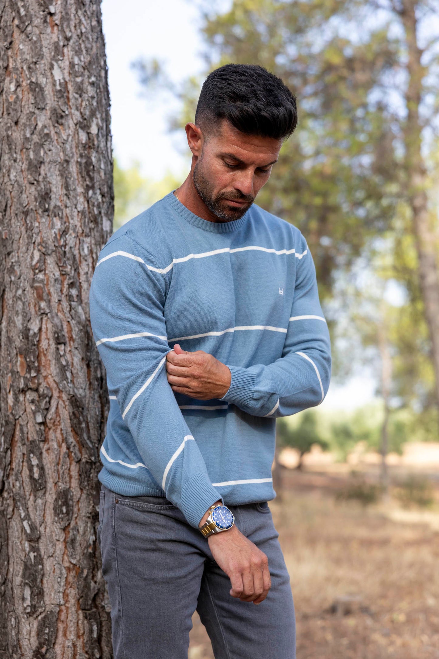 Jersey Raya Horizontal Azul Ácido