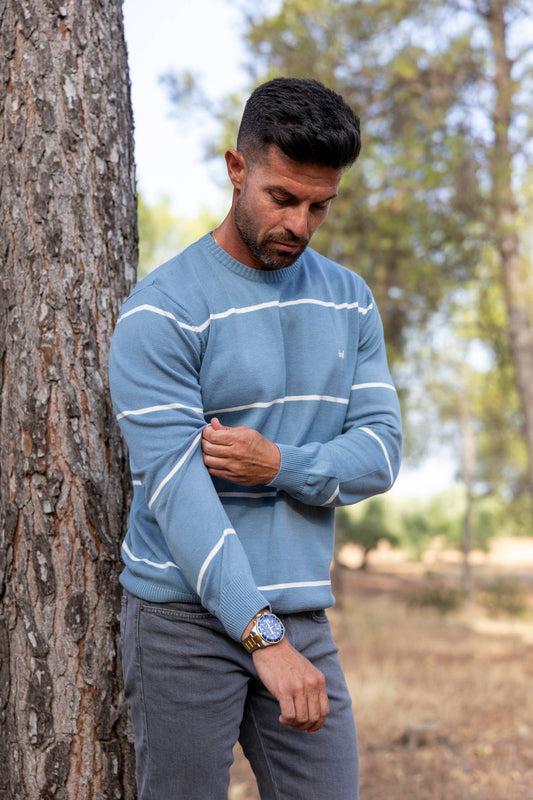 Jersey Raya Horizontal Azul Ácido