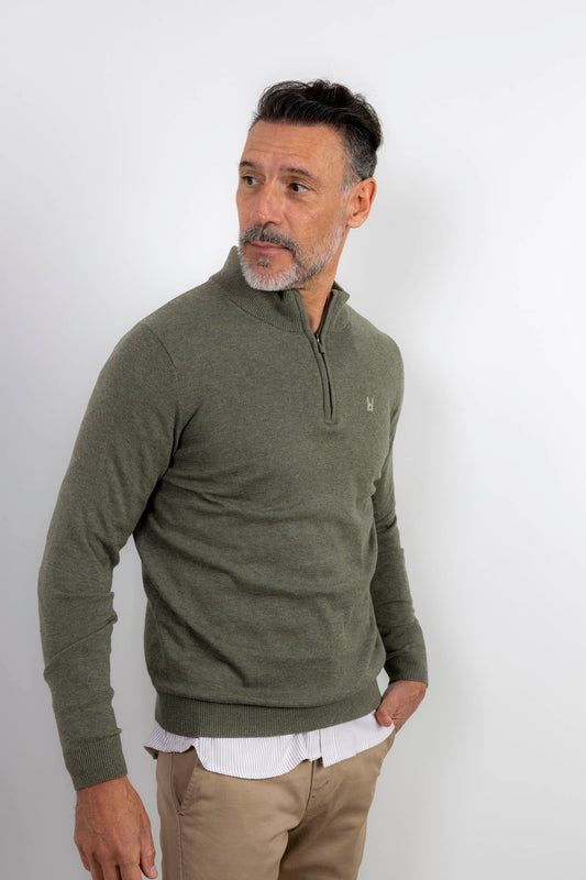 Jersey Media Cremallera Verde