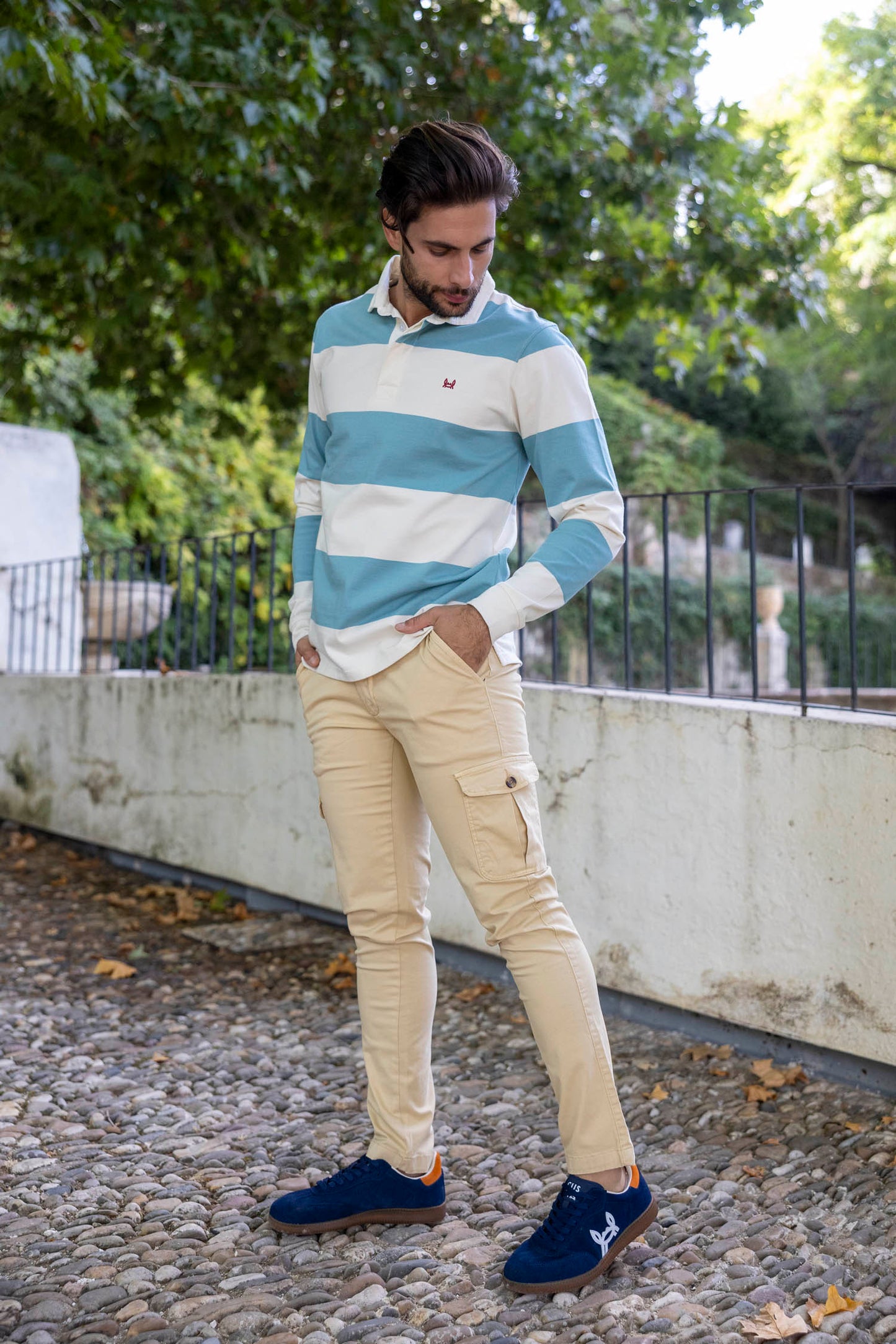 Pantalón Cargo Cintura Elástica Beige