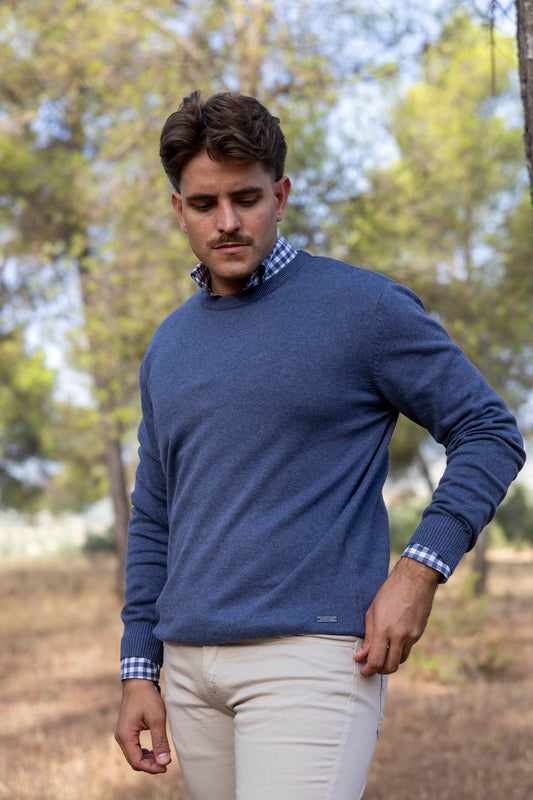 Jersey Básico Cuello Redondo Azul Indigo