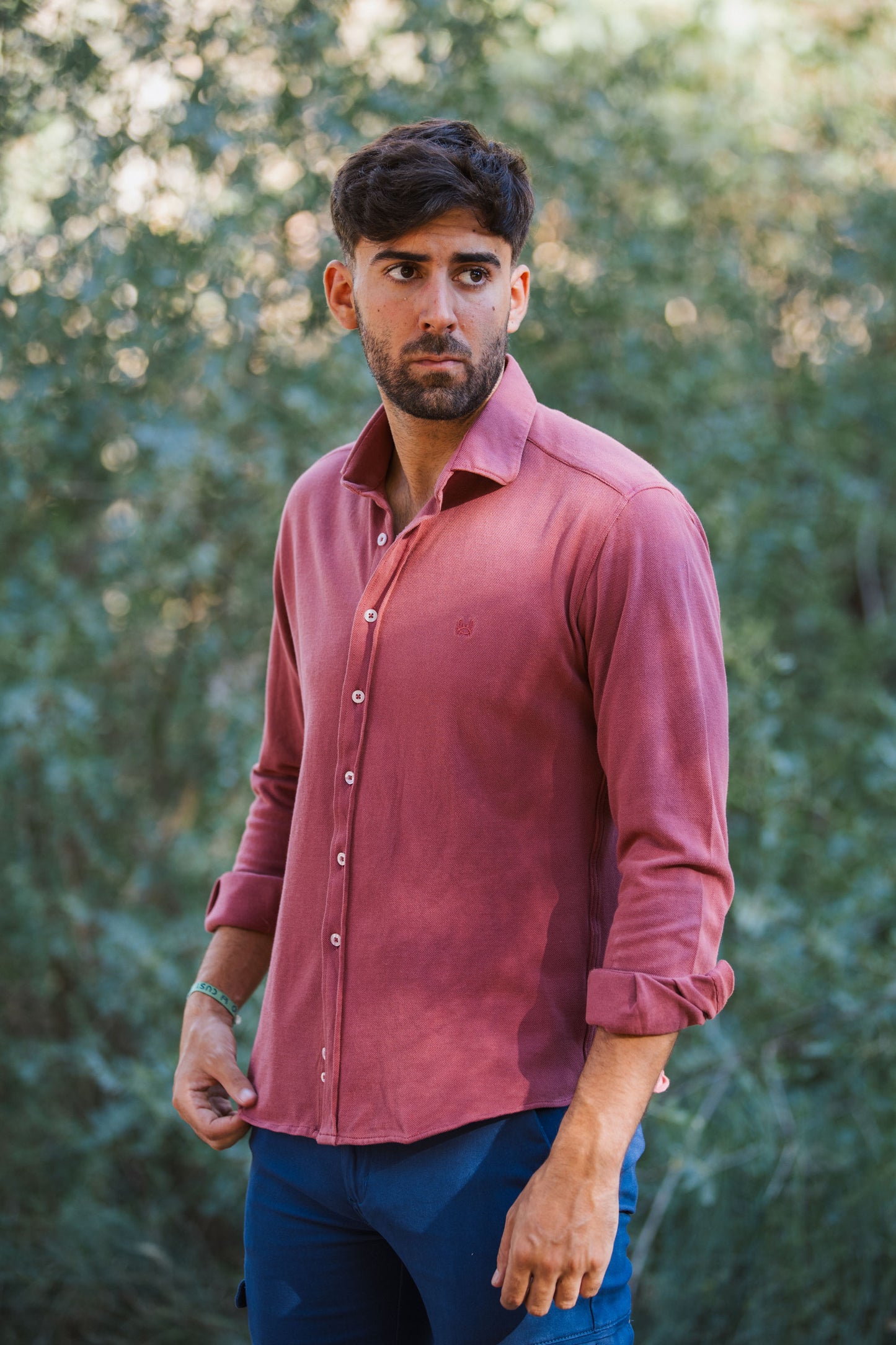 Camisa Piqué Burdeos