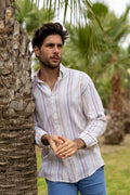 Camisa Lino Rayas Beige | Sagunto
