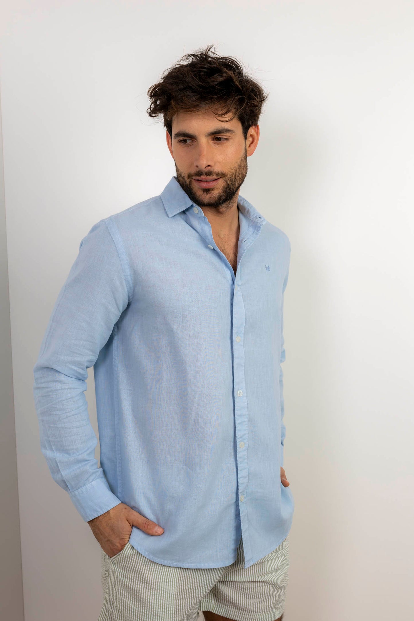 Camisa Lino Celeste | Capri