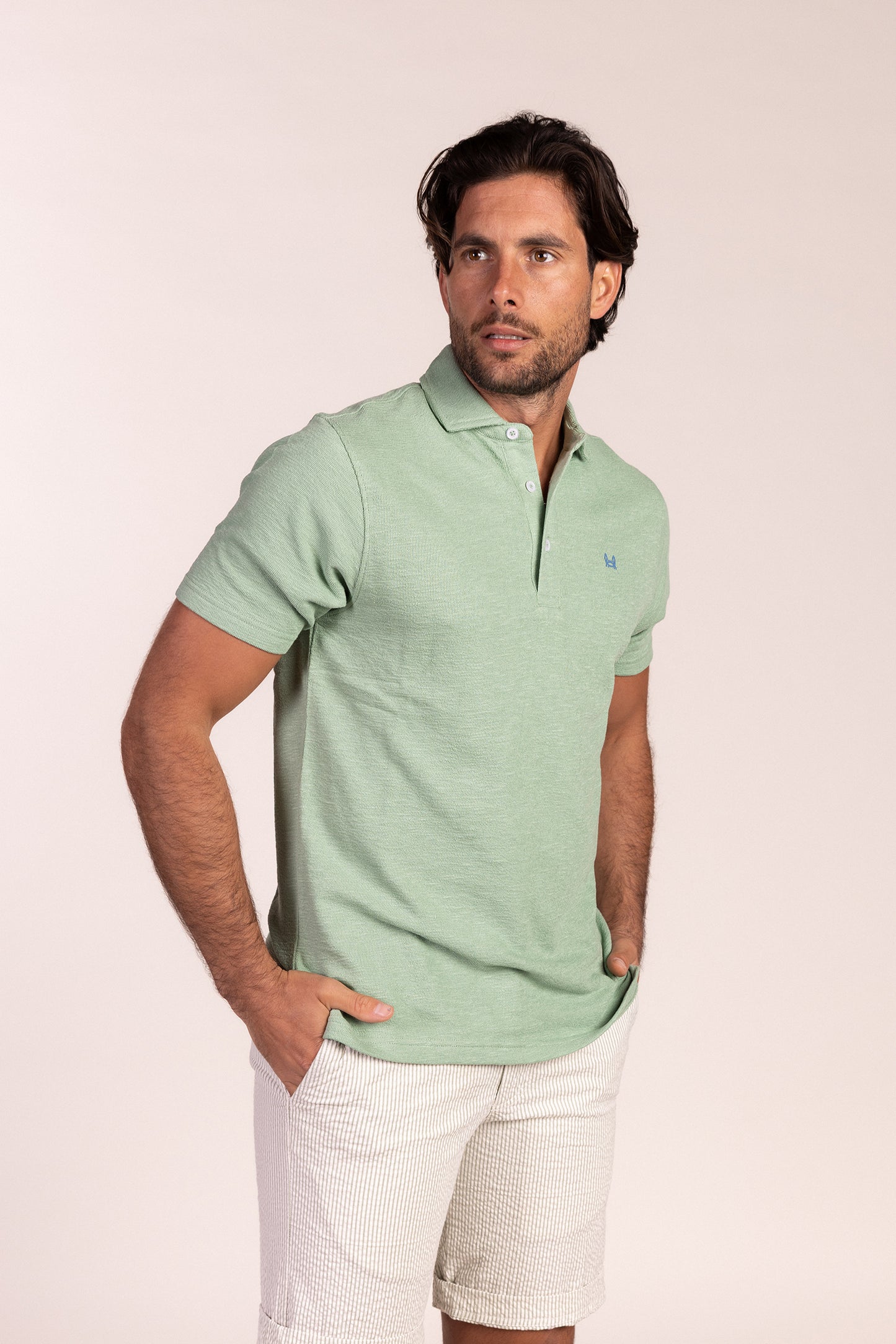 Polo Tejido Toalla Verde | Aitor