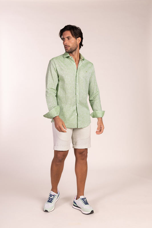 Camisa Lino Verde Manzana | Ibiza