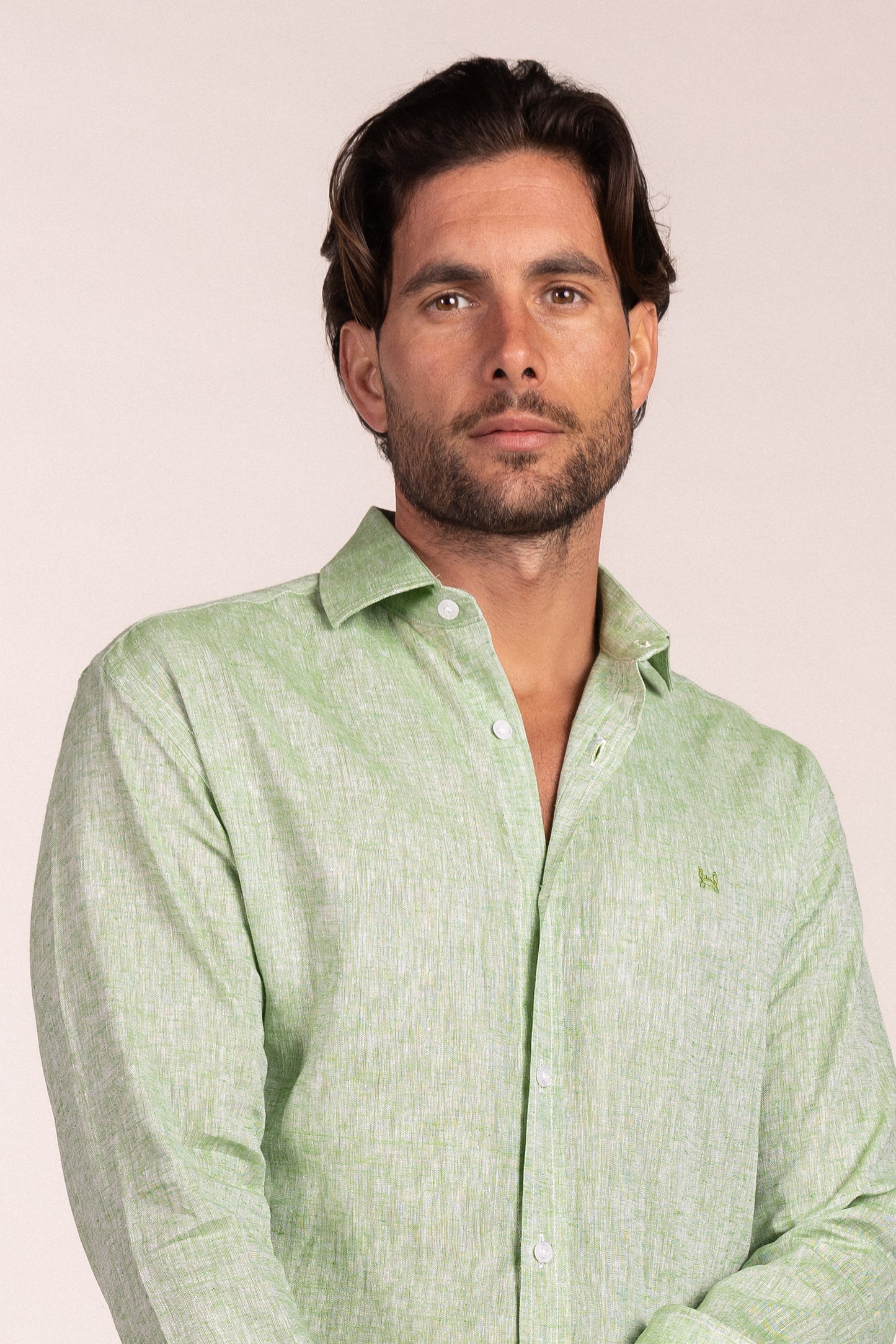 Camisa Lino Verde Manzana | Ibiza